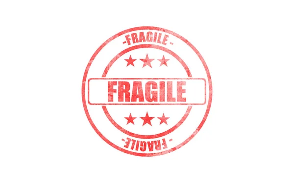 Fragile Cachet Avertissement Timbre Avec Texte Fragile Isolé Sur Fond — Photo