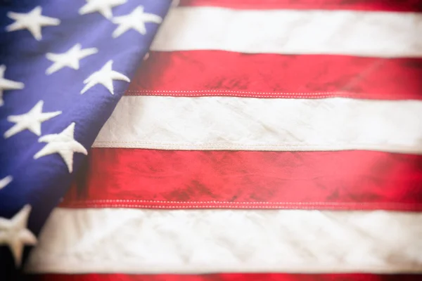 Detail Der Flagge Der Usa Nahaufnahme Hintergrundtextur Der Amerikanischen Flagge — Stockfoto