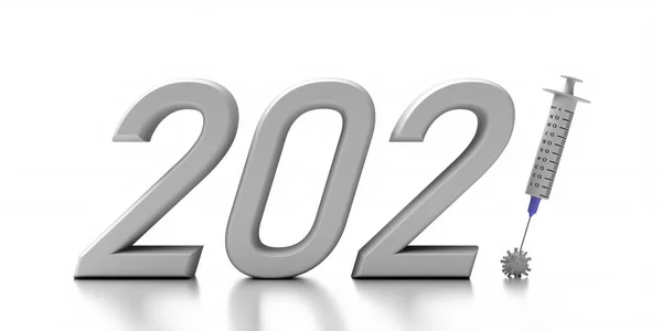 2021 Новый Год Коронавирус Ковидовая Вакцина Наука Концепции Вакцинации Медицинский — стоковое фото