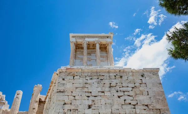 Atene Acropoli Grecia Punto Riferimento Tempio Athena Nike Vista Angolo — Foto Stock