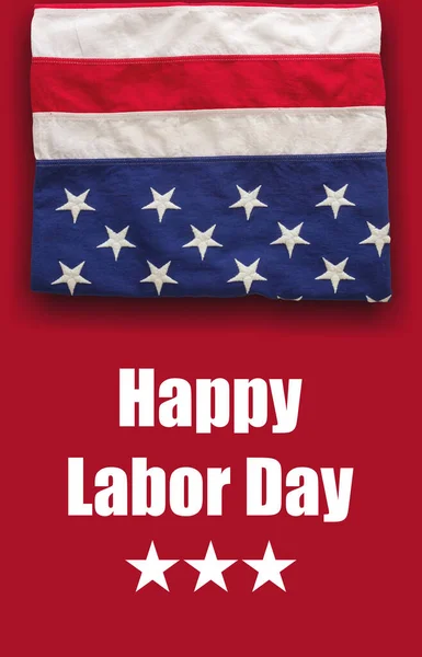Auguri Labor Day Biglietto Invito Festa Nazionale Americana Testo Bandiera — Foto Stock