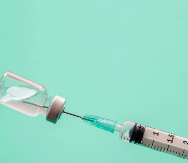 Vaccin Coronavirus Vaccinatie Covid Griep Preventie Immunisatie Concept Dosis Injectieflacon — Stockfoto