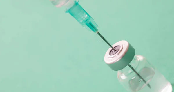 Vakcina Koronavírus Oltás Kovid Influenza Megelőzés Immunizálási Koncepció Injekciós Üveg — Stock Fotó