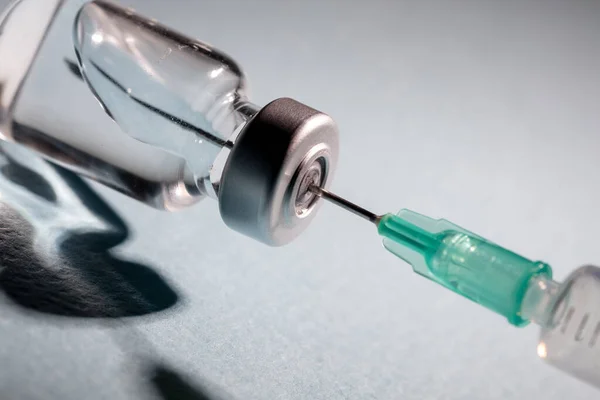 Vaccin Coronavirus Vaccinatie Covid Griep Preventie Immunisatie Concept Dosis Injectieflacon — Stockfoto