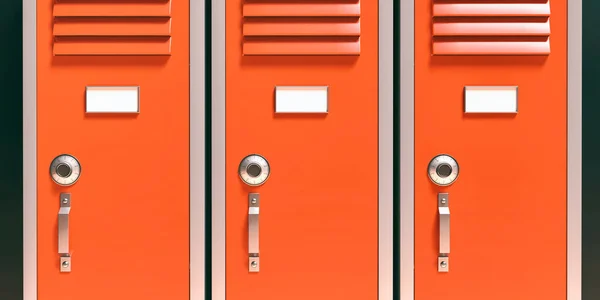 School Gymkluisjes Dicht Studenten Opbergkasten Oranje Rode Kleur Gesloten Metalen — Stockfoto