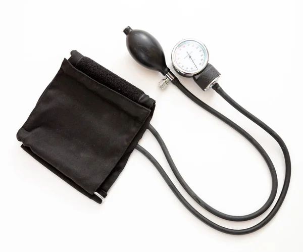 高血圧制御 血圧測定 白色の背景に隔離された医療用水腫 トップビュー 健康心臓検査の概念 — ストック写真