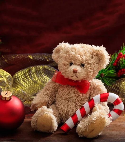 Christmas Decoration Festive Teddy Bear Xmas Ornaments Children Holiday Toys Stock Picture