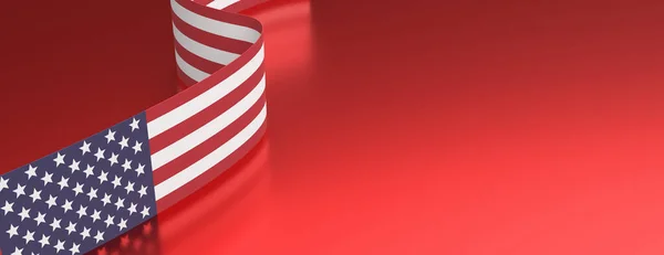 Kırmızı Arka Planda Abd Bayrağı Ilanı Amerika Birleşik Devletleri Sembolü — Stok fotoğraf
