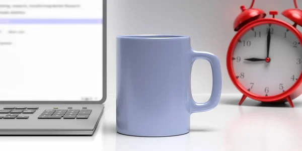 Taza Café Fondo Escritorio Oficina Una Maqueta Taza Bebida Caliente — Foto de Stock