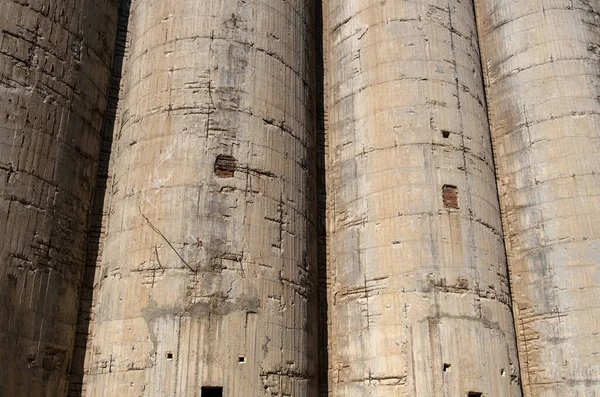 Betonnen Silo Detail Achtergrond Textuur Oude Verlaten Industriële Fabriek Vernield — Stockfoto