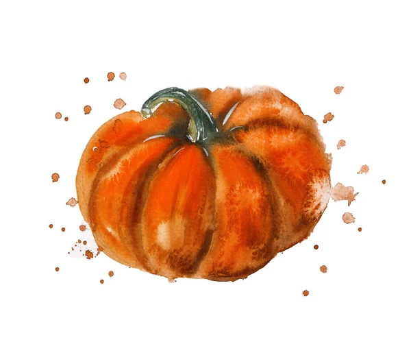 Watercolor Pumpkin Happy Halloween — Stock Photo, Image