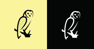 Siyah Baykuş Özeti Basit Hayvan Sembolü Grafik Renkli Arkaplan Çizimi Tasarım Logosu