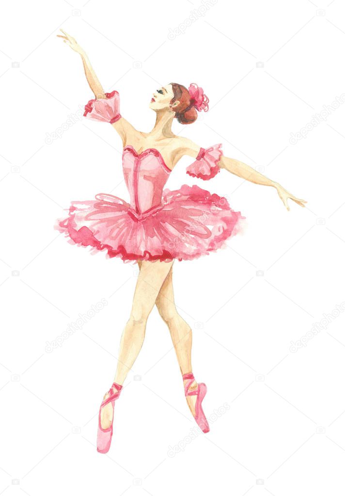 watercolor ballet girl beauty