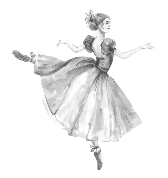 Acuarela Ballet Chica Belleza —  Fotos de Stock