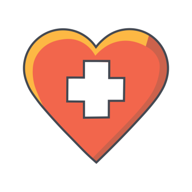 Sağlık ve Sağlık Vektörü İllüzyonu 'nu temsil eden Beyaz Kalp ve Beyaz Sağlık Madalyası Sembolü