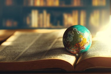 Dünya küresi kitabına uygun. Eğitim Okulu Konsepti