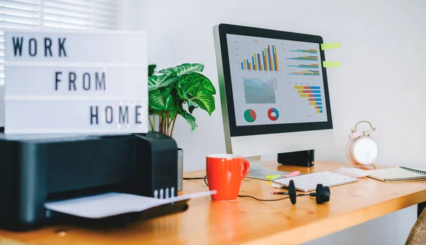 Modern Office Interior Electronic Device Supplies Coffee Cup Table — Stock Photo, Image