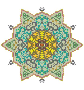 Kalamkari vektör deseni daire Mandala Hint desen