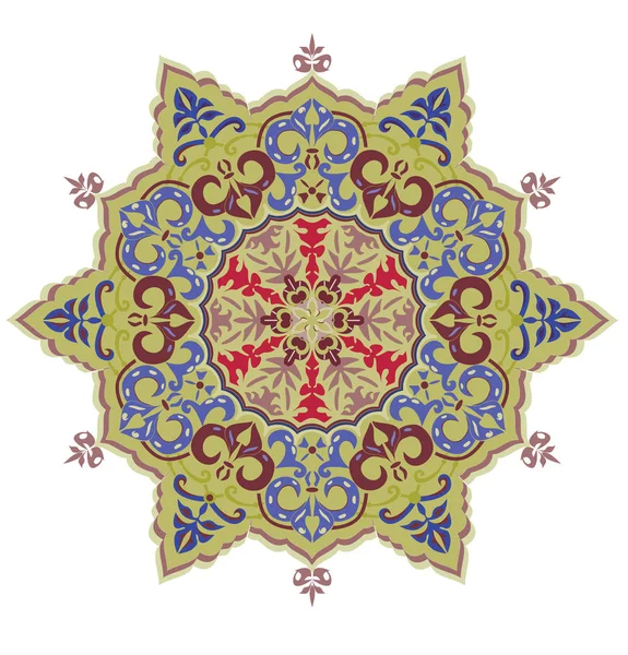 Patrón Vectorial Kalamkari Patrón Indio Círculo Mandala — Archivo Imágenes Vectoriales