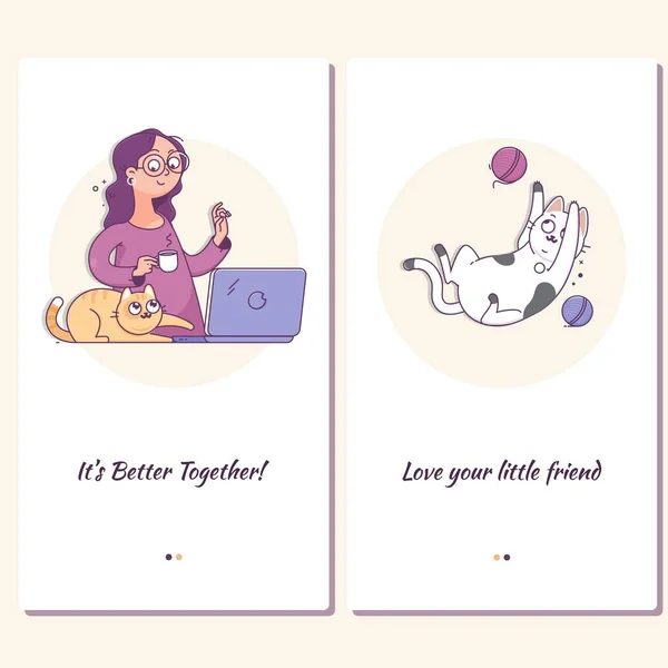 Site Aplicativo Móvel Landing Page Pessoas Felizes Com Suas Pets —  Vetores de Stock