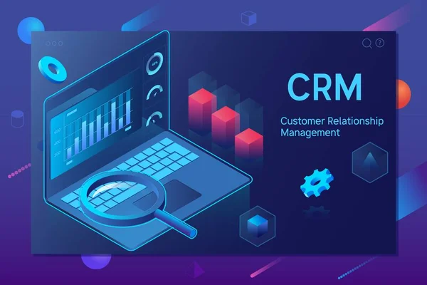 Concept Crm διαχείριση σχέσης πελατών. Προμελέτη CRM με στοιχεία του διανύσματος. — Διανυσματικό Αρχείο