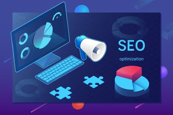 Seo optimierung web page template.sometric seo, Erfolg internet search optimization process — Stockvektor