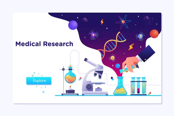 Recherche Laboratoire Médical Avec Tube Est Verre Scientifique Pour Page — Image vectorielle