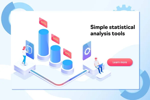 Landingpage-Vorlage für Diagramme und Analyse des Visualisierungskonzepts für Statistikdaten — Stockvektor