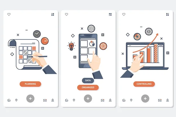 Planungs- und Organisationskonzept Illustrationsset, perfekt für Banner, mobile App. — Stockvektor