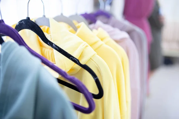 Multi Colored Hoodies Hanger Clothing Store — Stock Photo, Image