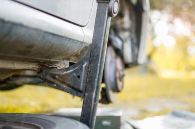 Araba fren diski, doğada bir tekerleği değiştirmek.