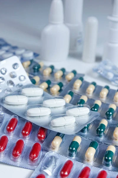 Pilule Capsules Antibiotiques Pharmaceutiques Plaquettes Thermoformées Concept Médical — Photo
