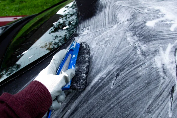 Cleaning Tarpaulin Roof Convertible Foam Cleaner — Stock Photo, Image