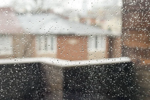 Macro Rain Drops Window Background Texture — Stock Photo, Image