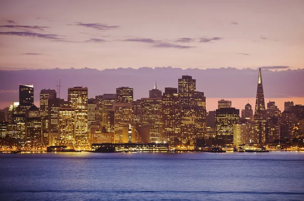 San Francisco Skyline Con Luces Ciudad Noche California — Foto de Stock