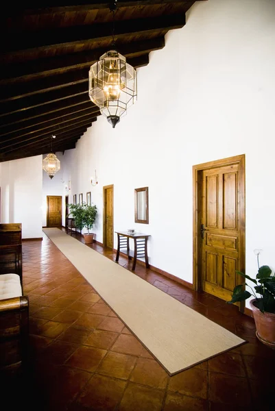 Hallway Hotel Ornate Lamps Doors — Stock Photo, Image