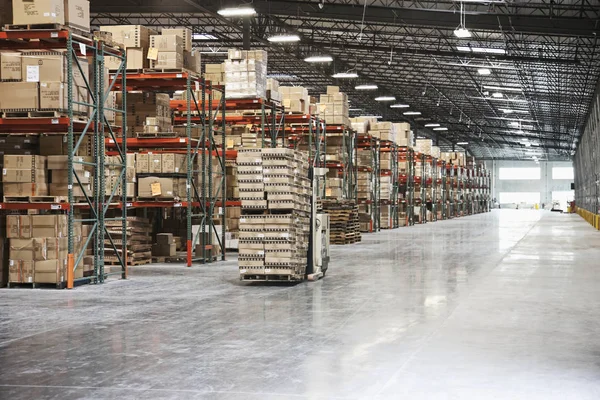 Cardboard Boxes Shelves Warehouse Sumner Washington Usa — Stock Photo, Image