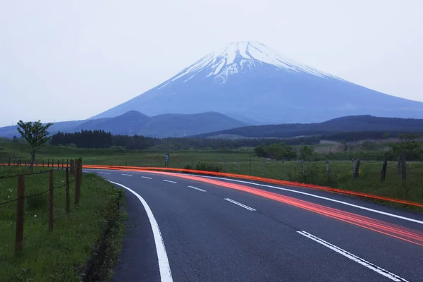 Blurred Headlights Road Mountain Japan — Stock Photo, Image