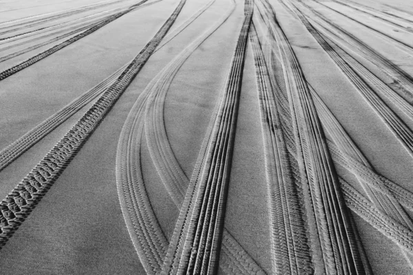 Tire Tracks Soft Surface Sand Beach — Stock Photo, Image