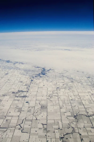 Légi Felvétel Négyszögletes Parcellázott Termőföldre Usa Középnyugati Részén — Stock Fotó