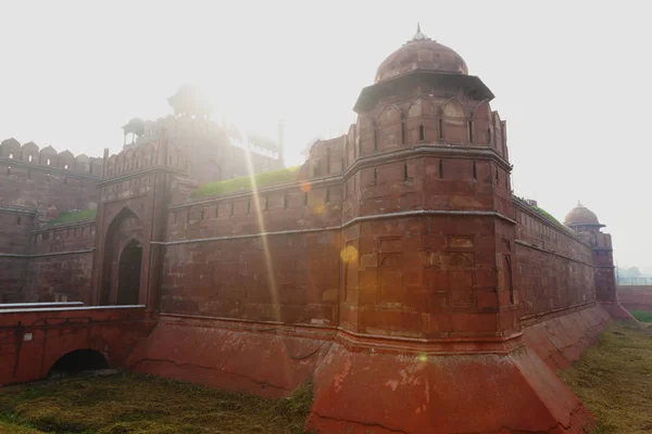 Red Fort Edifício Antigo Backlit Brilhante Jaipur Rajasthan Índia — Fotografia de Stock