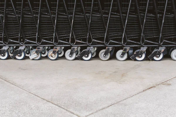 Supermarket Carts Stacked Together Full Frame — Stock Photo, Image