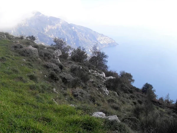 Yukarıda Görüleceği Gün Batımında Amalfi Coast Tanrıların Yolu — Stok fotoğraf