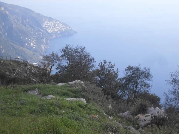 Pad Van Goden Kust Van Amalfi Van Bovenaf Gezien Bij — Stockfoto