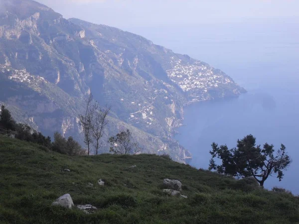 Istenek Amalfi Part Naplementekor Fent Látható Elérési — Stock Fotó