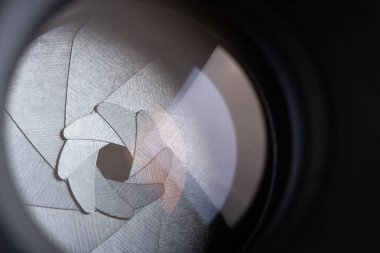 Diyafram bıçakları retro fotoğraf lens portre görünümü