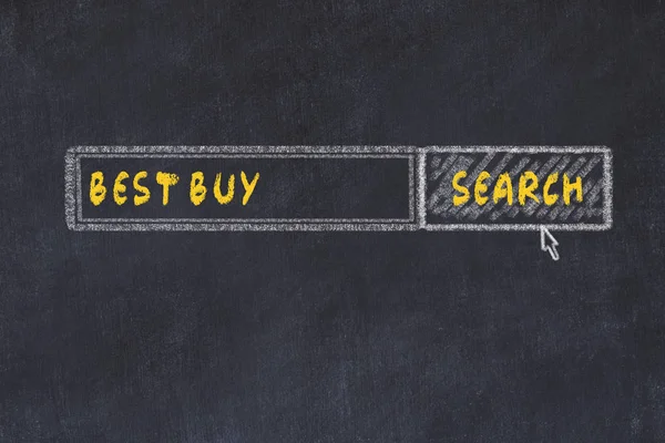 Chalk board sketch of search engine. Concept of looking for best buy — Stock Photo, Image