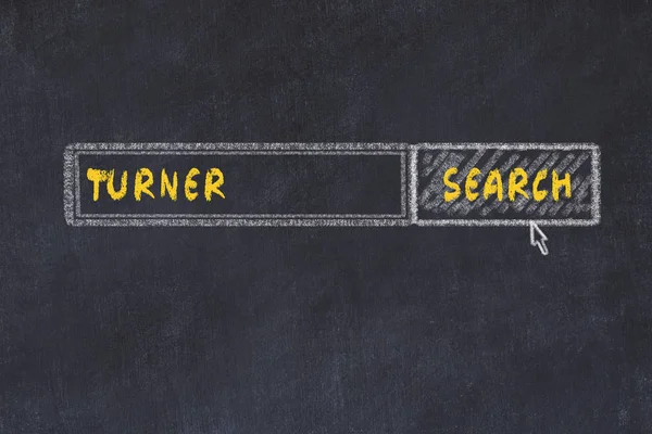 Chalk board sketch of search engine. Concept of searching for turner — Stock Photo, Image