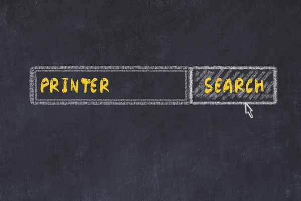 Chalk board sketch of search engine. Concept of searching for printer — Stock Photo, Image