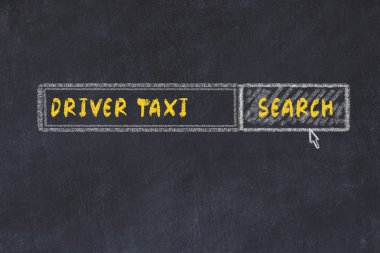 Tebeşir tahtası kroki arama motoru. Sürücü taksi için arama kavramı